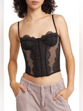 Out From Under Urban Outfitters Modern Love Corset Top - Black &Brown